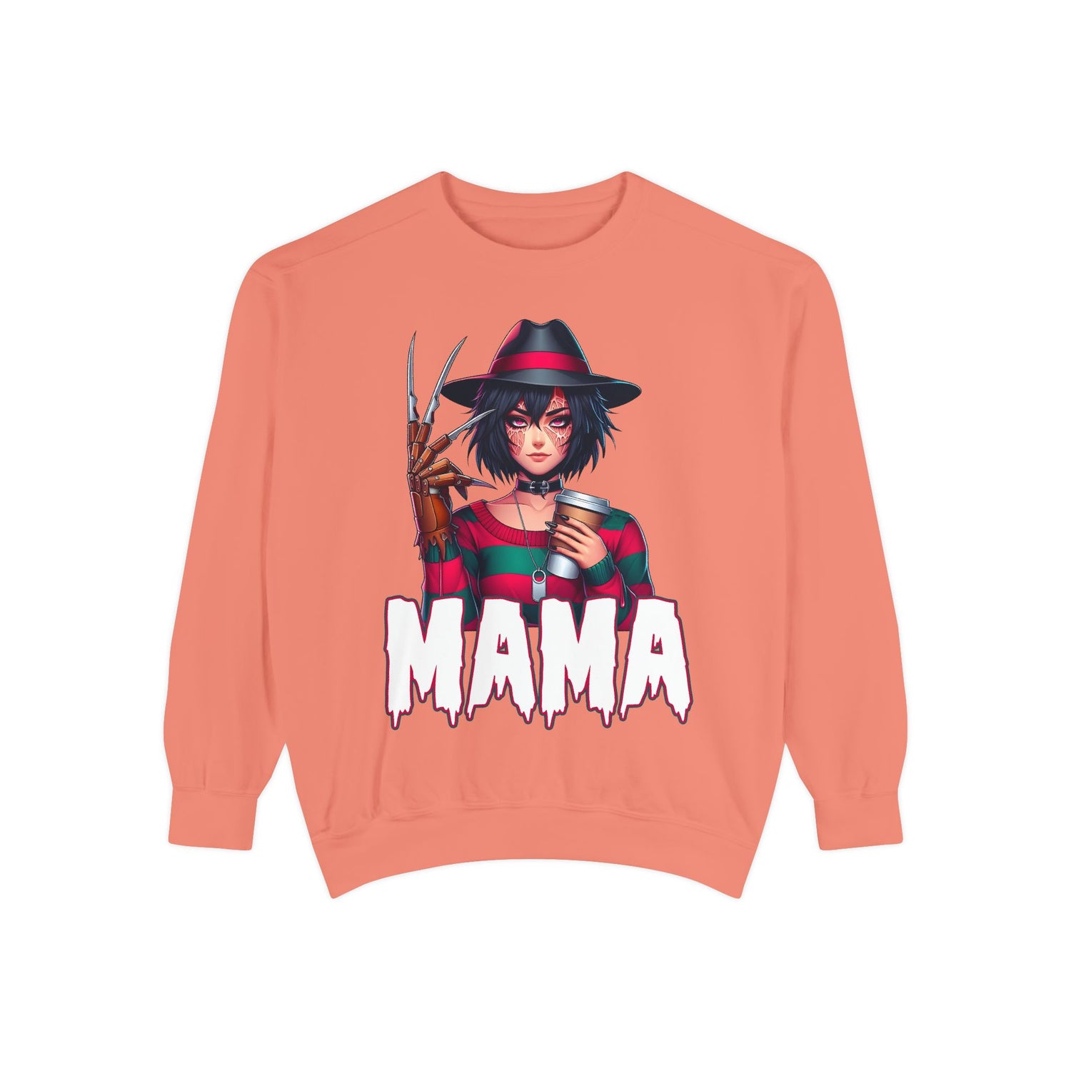 Freddy Krueger Mama Crewneck | Cute Spooky Crewneck | Freddy Krueger Crewneck | Unisex Garment-Dyed Sweatshirt