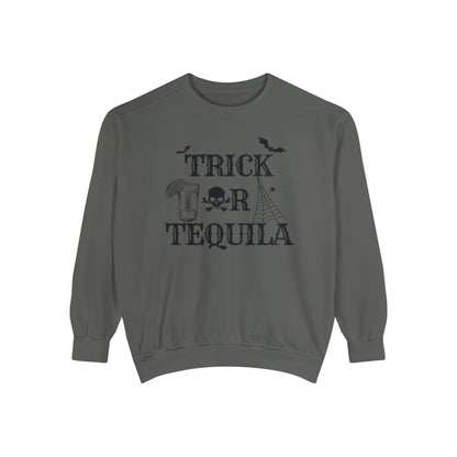 Trick or Tequila | Halloween Crewneck | Unisex Garment-Dyed Sweatshirt