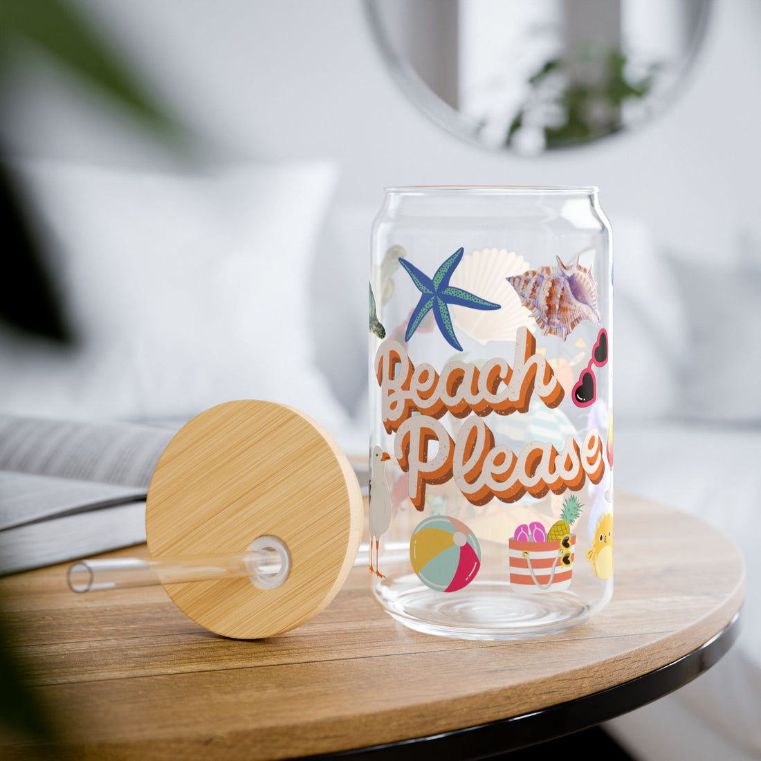 Beach Please | Summer Time Sipper Glass 16oz