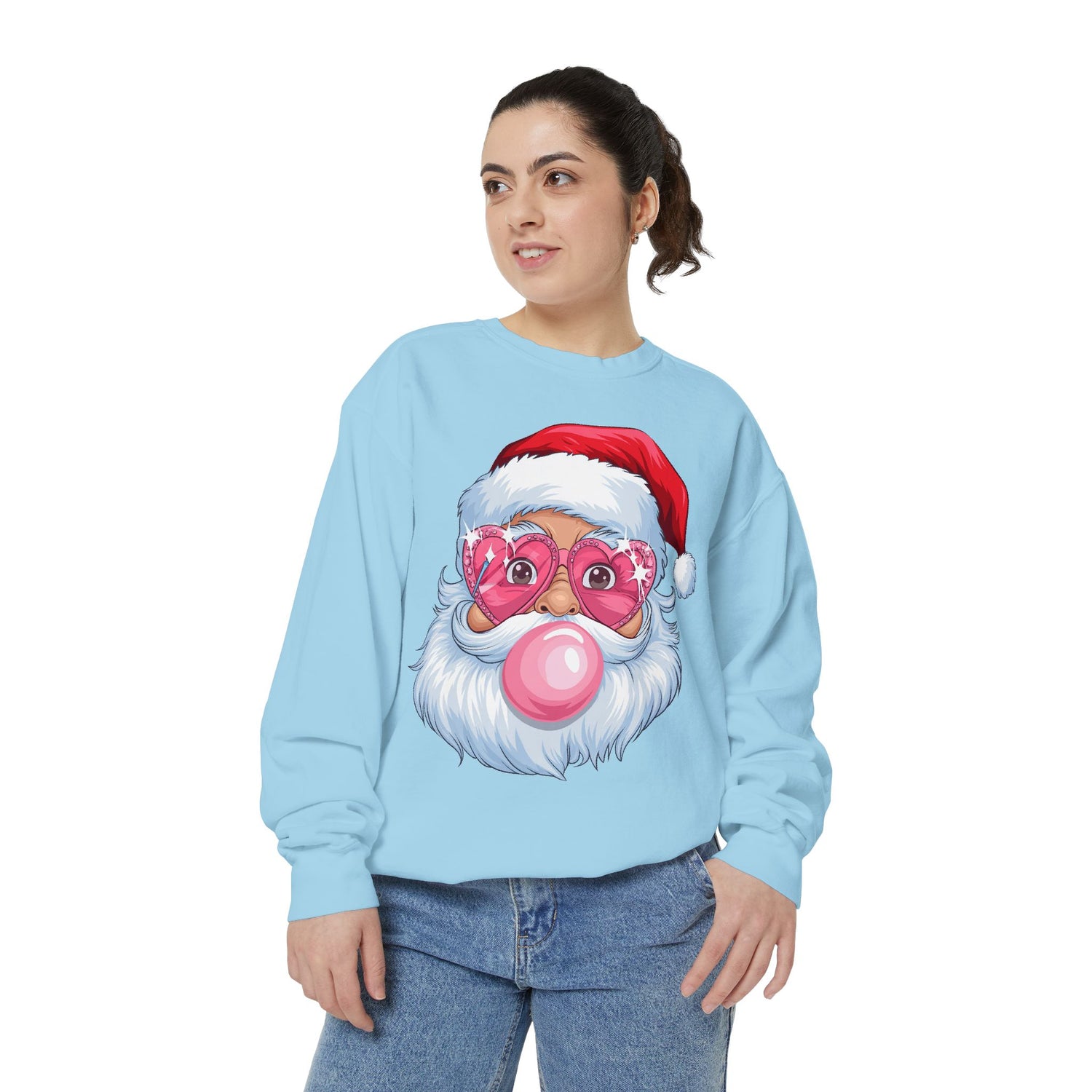 Santa Bubble Gum | Cute Santa Unisex Garment-Dyed Sweatshirt