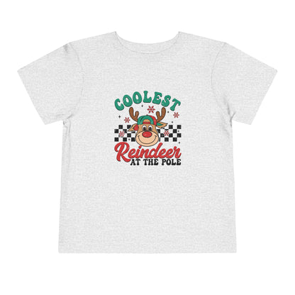 Coolest Reindeer Toddler Short Sleeve Tee - Fun Holiday Shirt for Kids