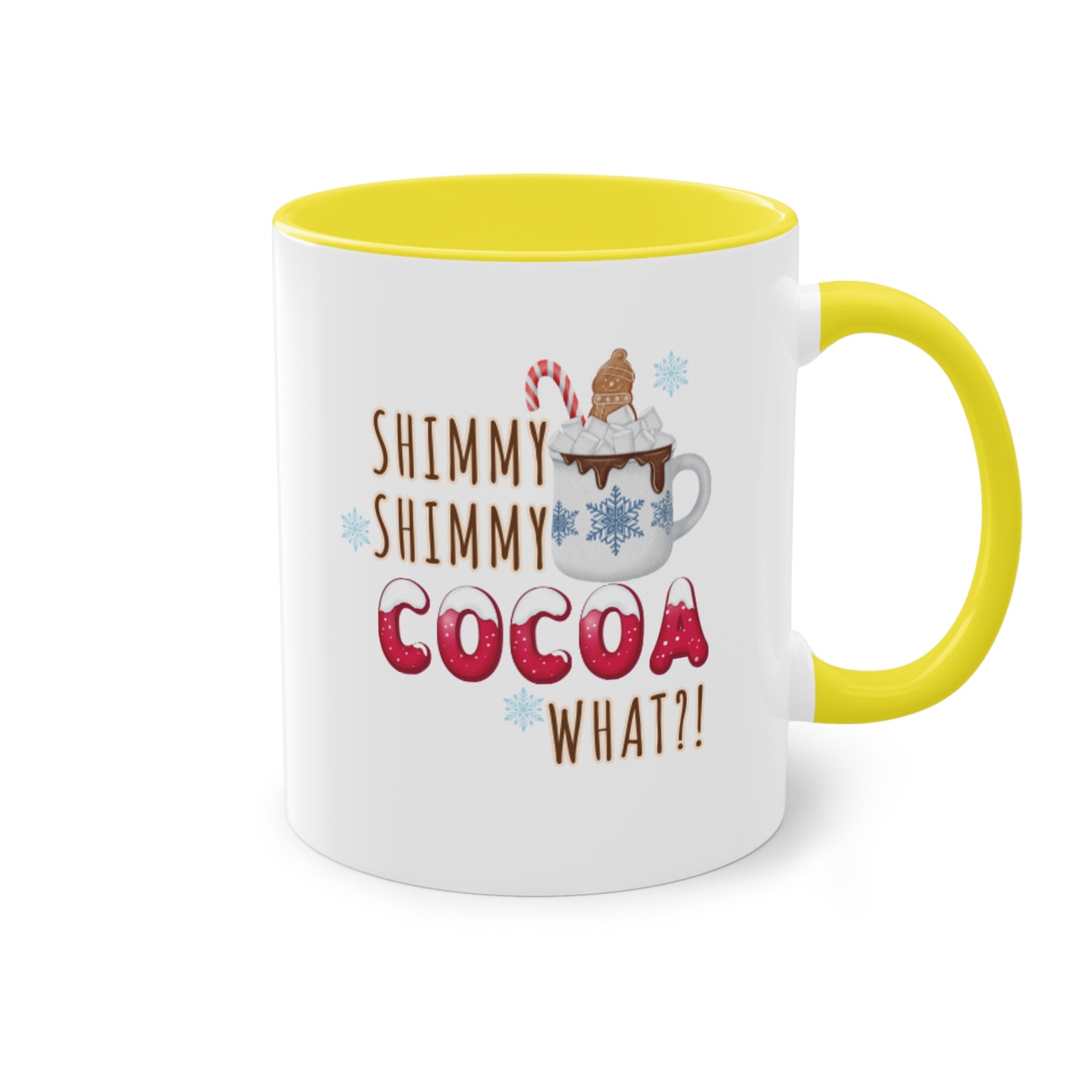 Funny Christmas Mug | Shimmy Shimmy Cocoa What?! Mug | Two-Tone Coffee Mugs 11oz | Holiday Mugs