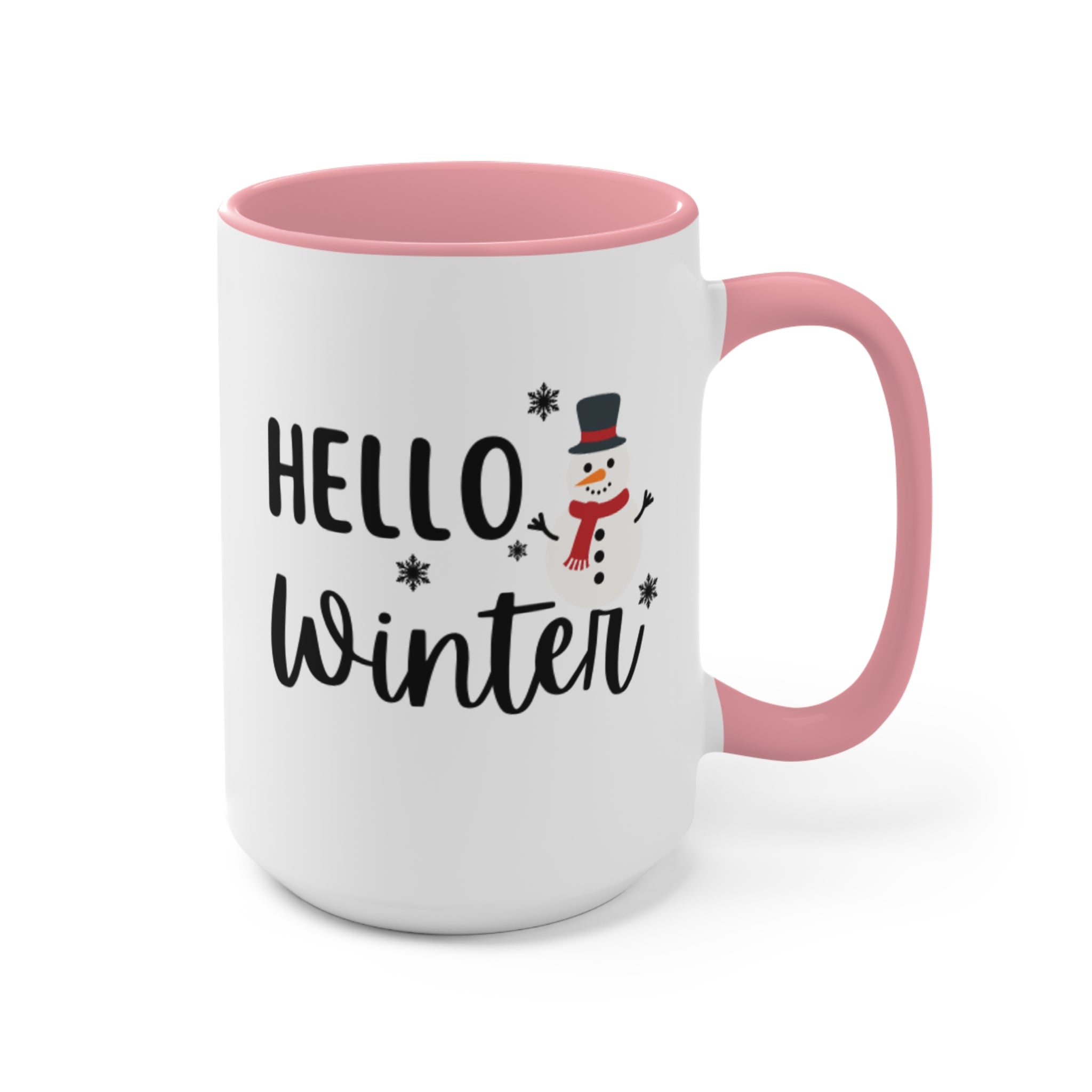 Holiday Accent Mugs | Snowman Mugs | Hello Winter Mugs 11oz 15oz