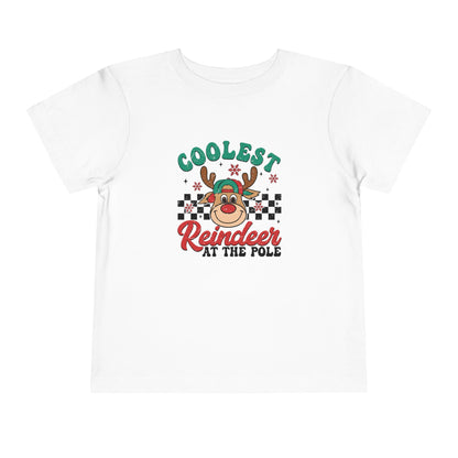 Coolest Reindeer Toddler Short Sleeve Tee - Fun Holiday Shirt for Kids