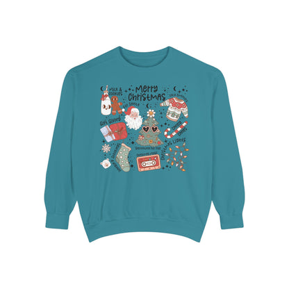 Merry Christmas Sweatshirt - Unisex Garment-Dyed Holiday Apparel