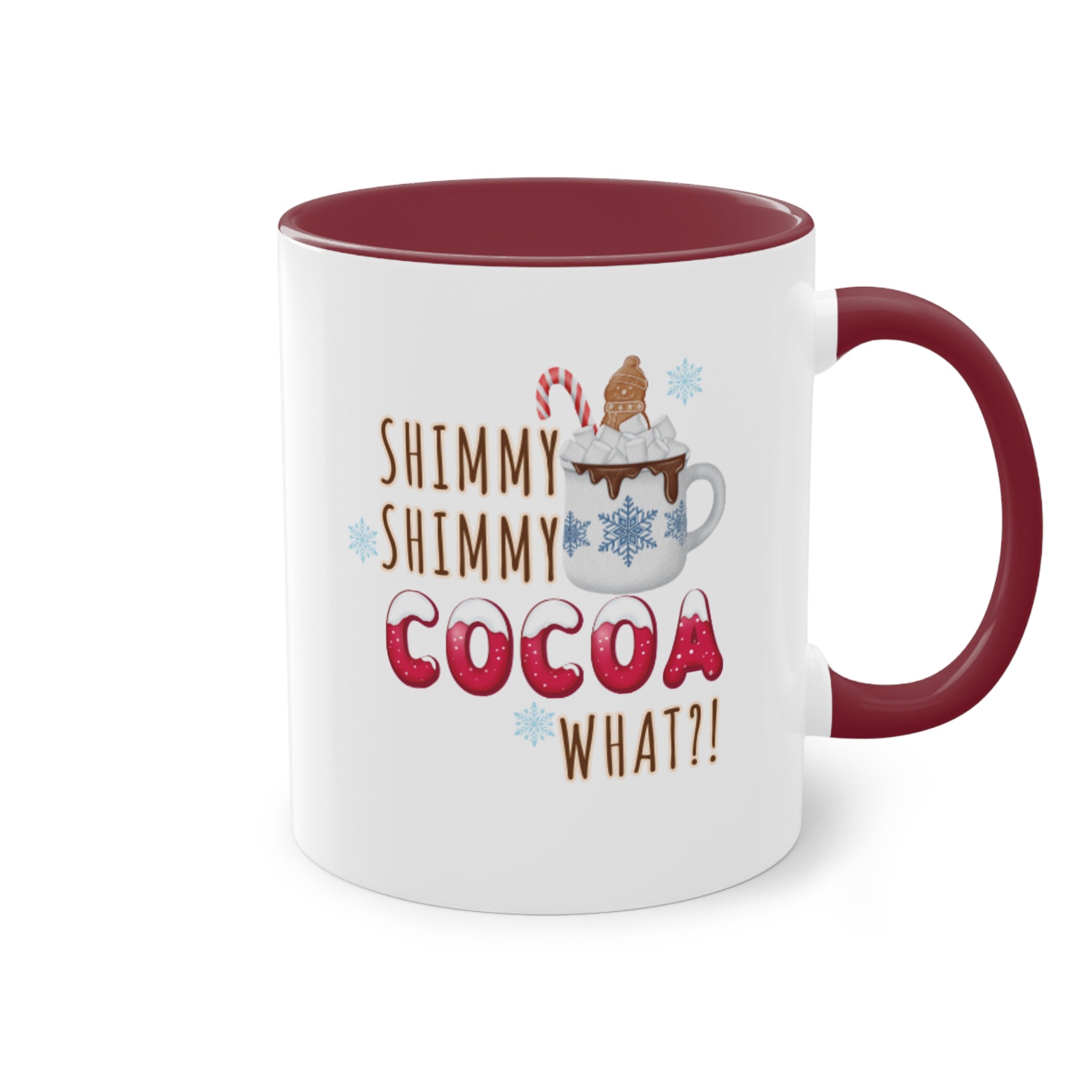 Funny Christmas Mug | Shimmy Shimmy Cocoa What?! Mug | Two-Tone Coffee Mugs 11oz | Holiday Mugs