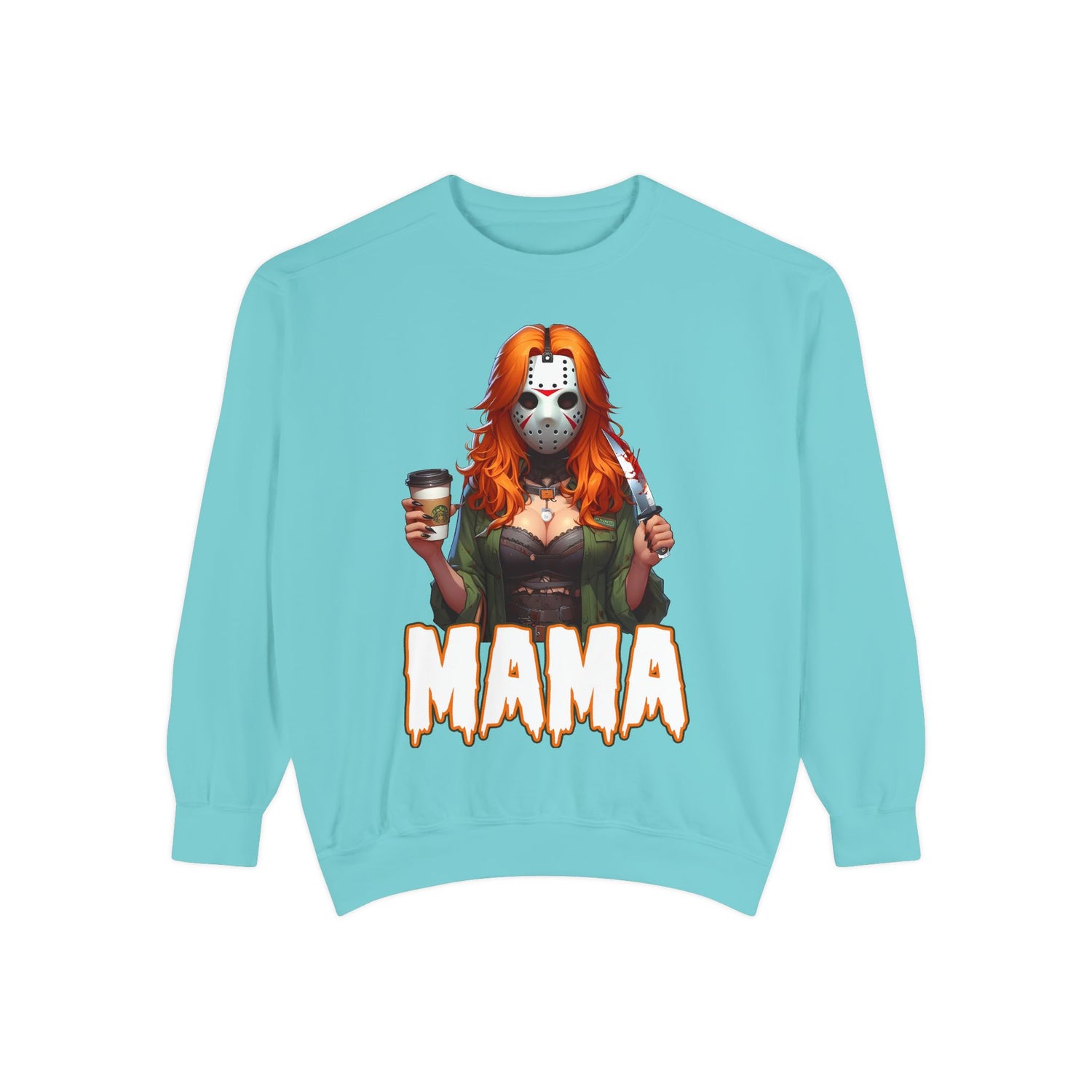 Jason Voorhees Mama Crewneck | Cute Spooky Crewneck | Jason Voorhees Crewneck | Unisex Garment-Dyed Sweatshirt