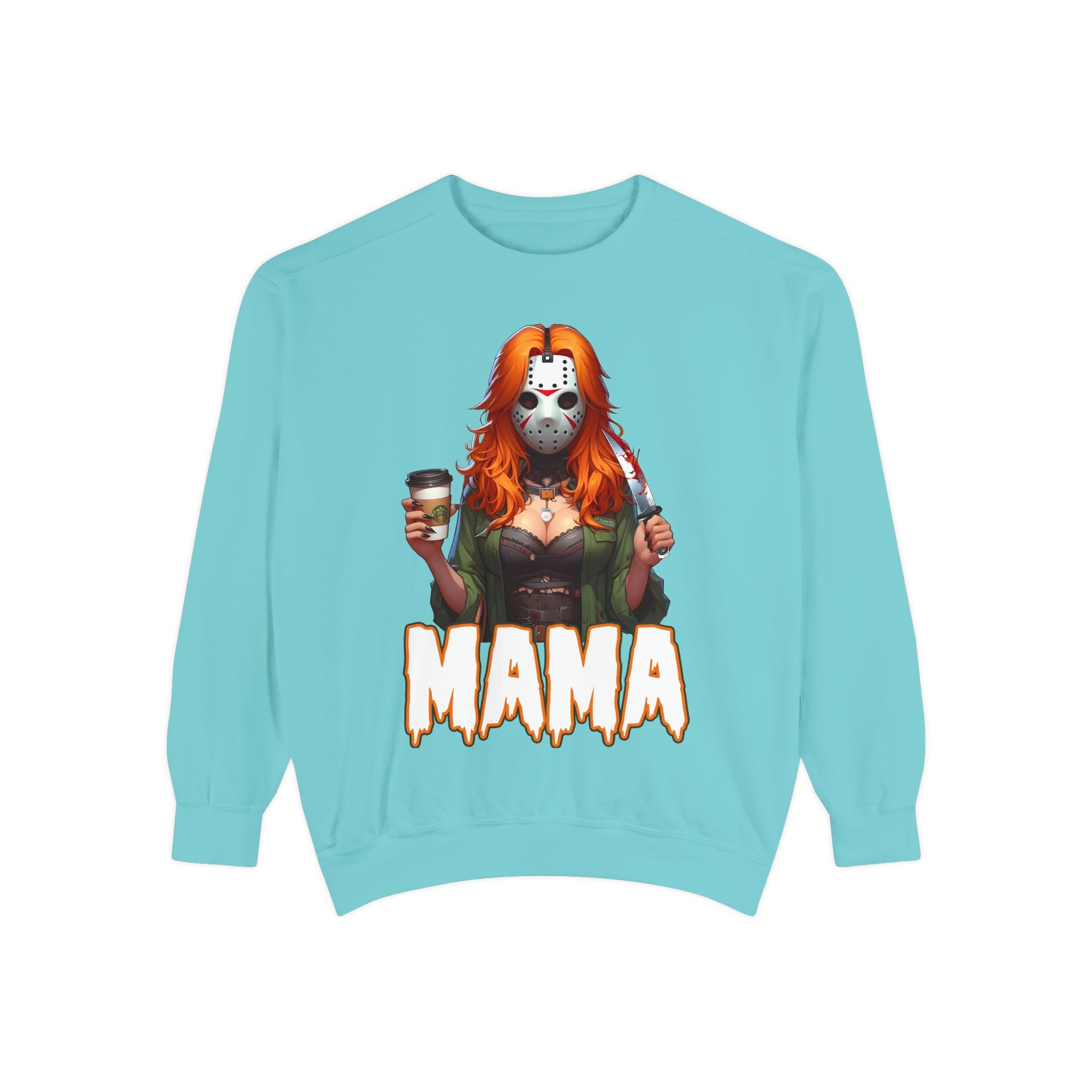 Jason Voorhees Mama Crewneck | Cute Spooky Crewneck | Jason Voorhees Crewneck | Unisex Garment-Dyed Sweatshirt