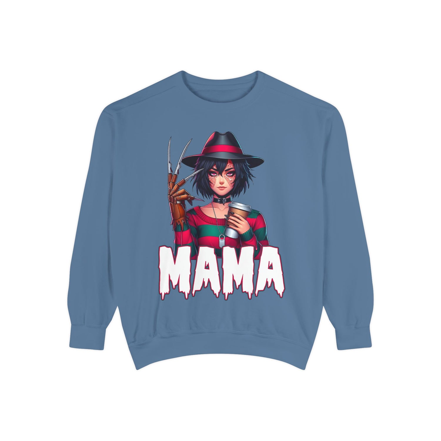 Freddy Krueger Mama Crewneck | Cute Spooky Crewneck | Freddy Krueger Crewneck | Unisex Garment-Dyed Sweatshirt