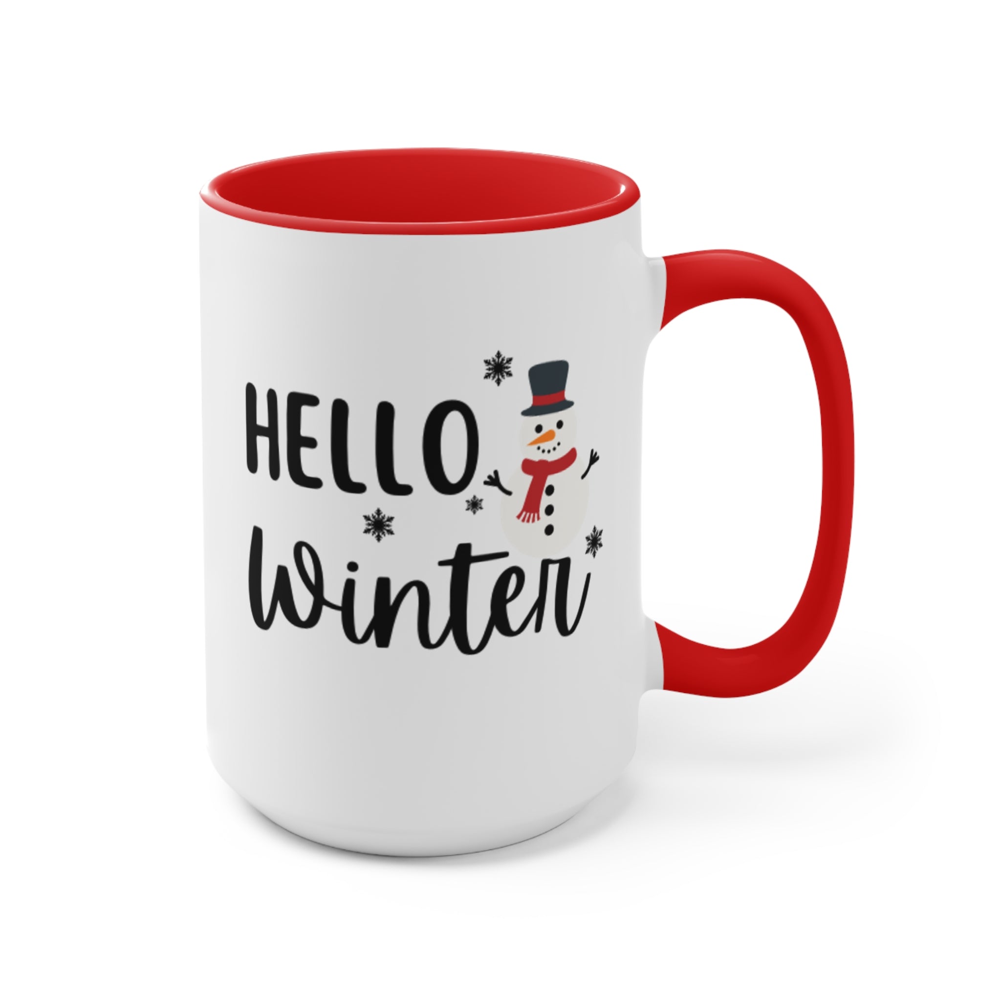 Holiday Accent Mugs | Snowman Mugs | Hello Winter Mugs 11oz 15oz