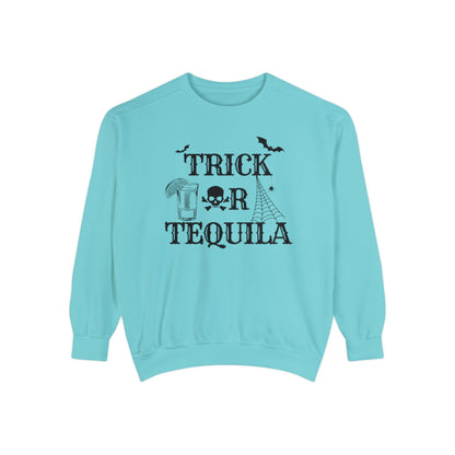 Trick or Tequila | Halloween Crewneck | Unisex Garment-Dyed Sweatshirt