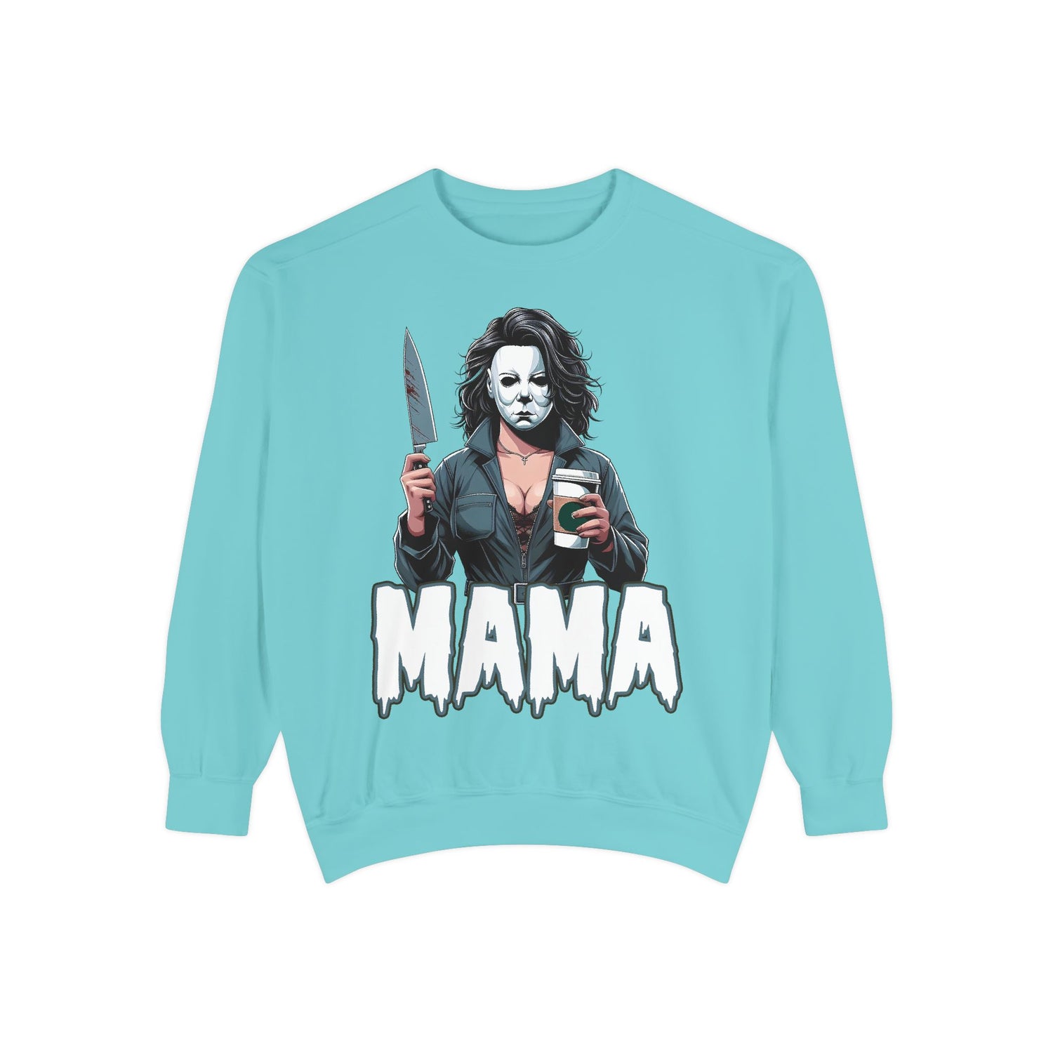 Michael Myers Mama Crewneck | Cute Spooky Crewneck | Michael Myers Crewneck | Unisex Garment-Dyed Sweatshirt