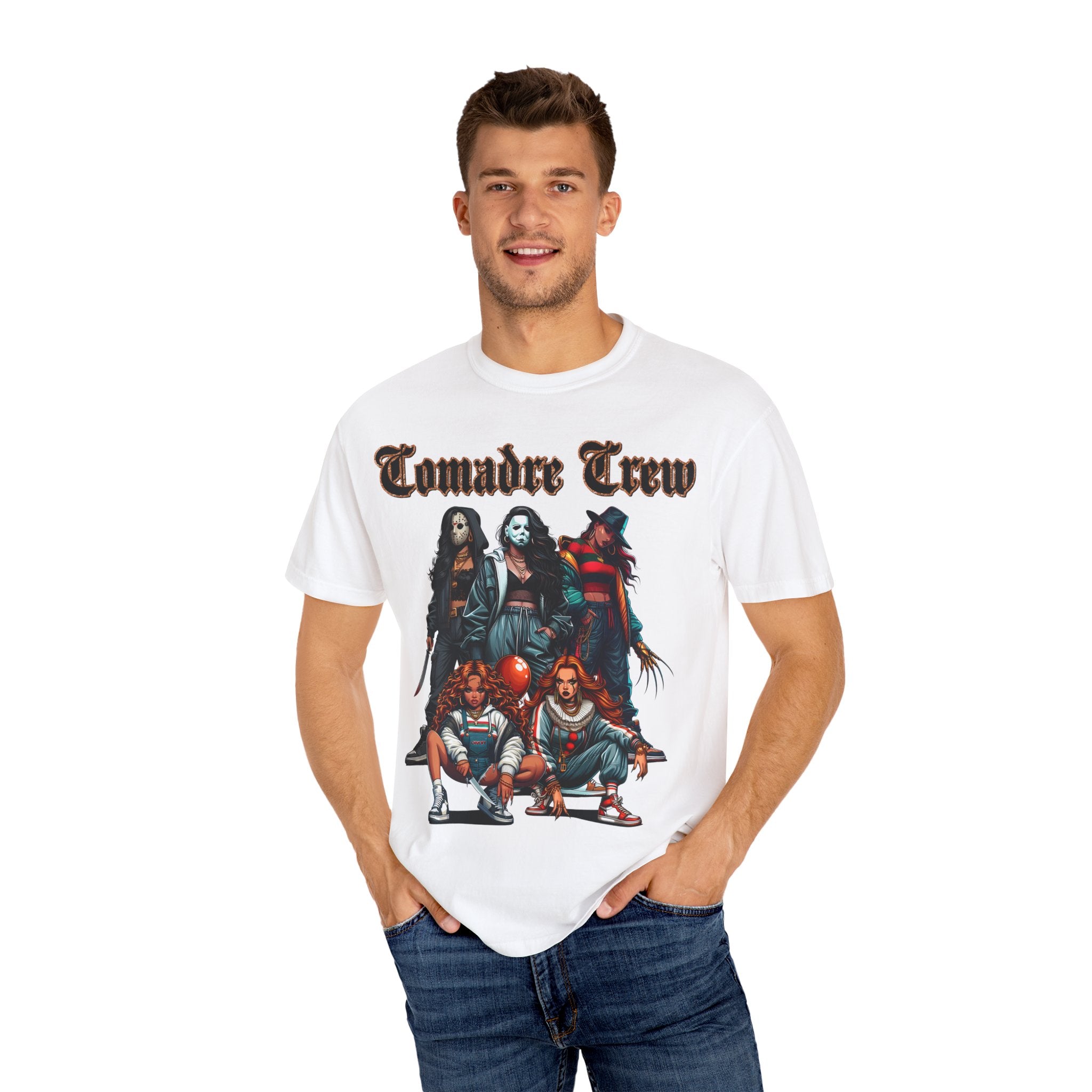 Horror Comadre Crew Shirt | Horror T-shirt | Unisex Garment-Dyed T-shirt