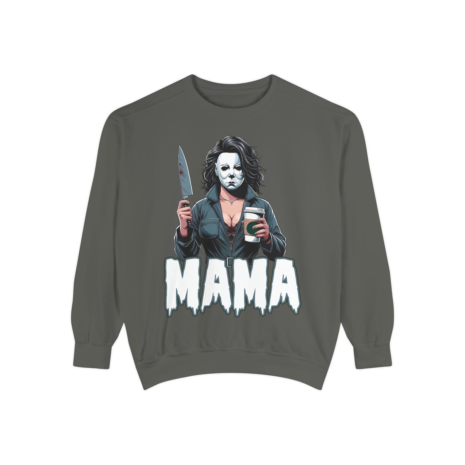 Michael Myers Mama Crewneck | Cute Spooky Crewneck | Michael Myers Crewneck | Unisex Garment-Dyed Sweatshirt