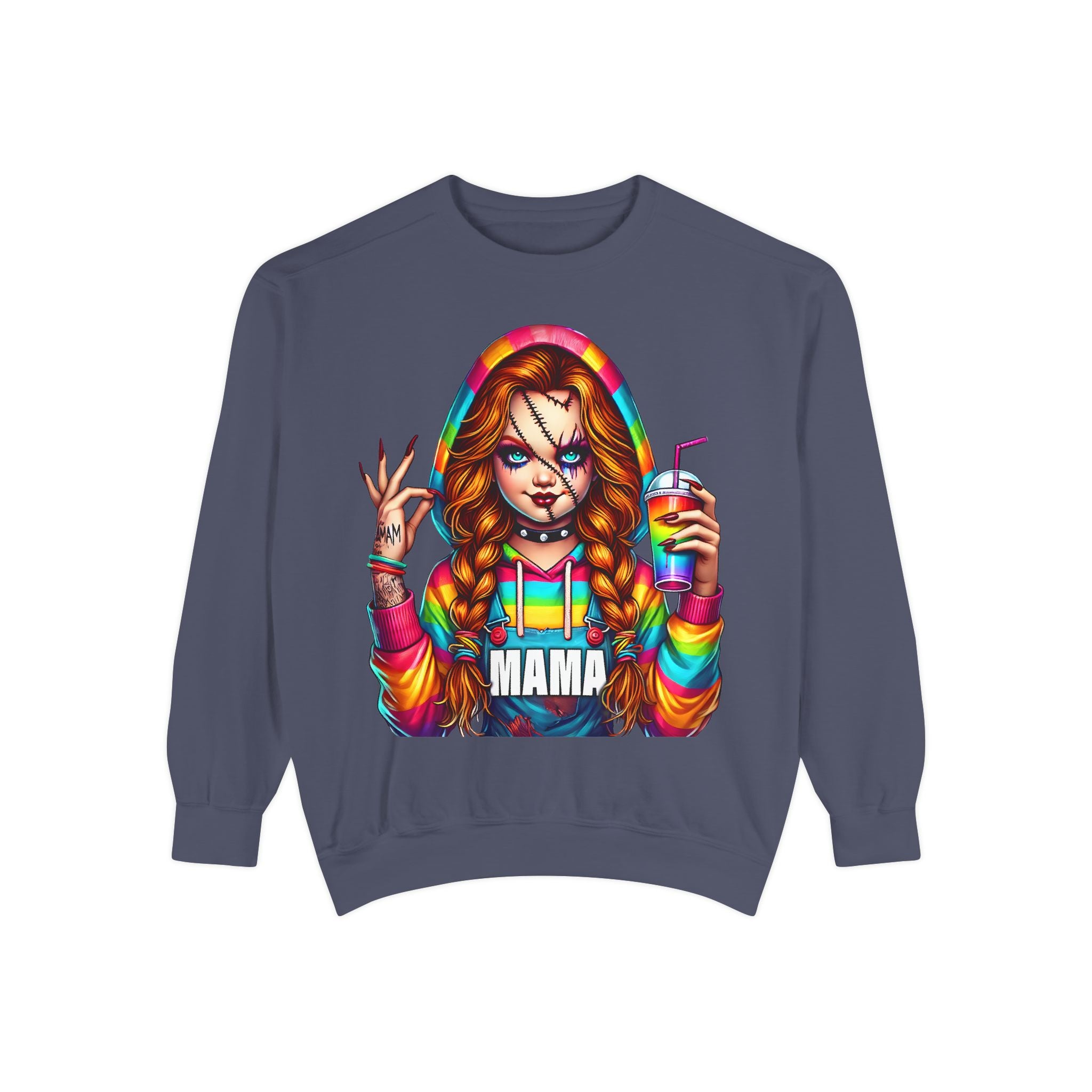 Chucky Mama Crewneck | Cute Spooky Crewneck |Chucky Crewneck | Unisex Garment-Dyed Sweatshirt