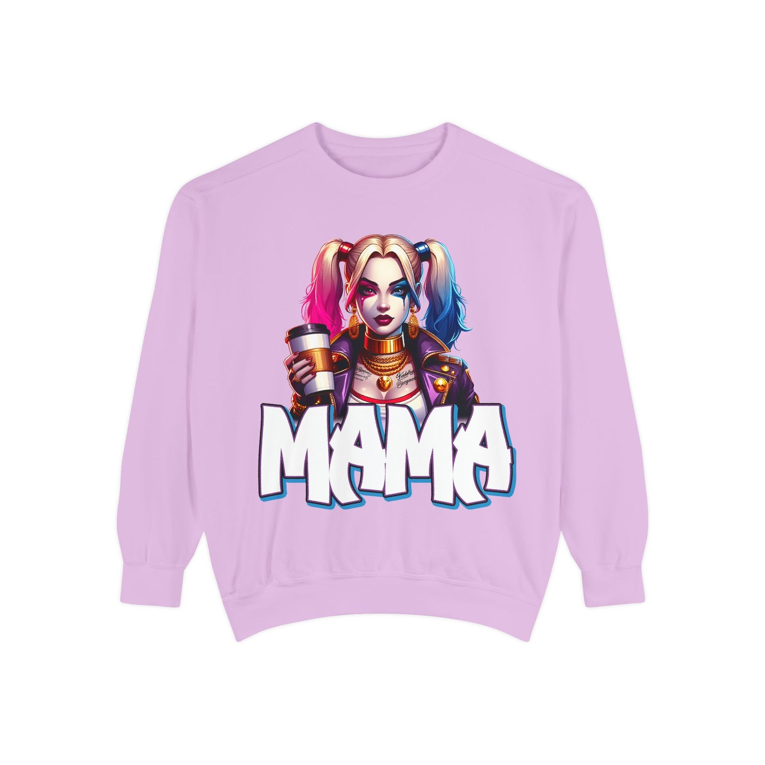 Harley Quinn Mama Crewneck | Cute Spooky Crewneck | Harley Quinn Crewneck | Unisex Garment-Dyed Sweatshirt