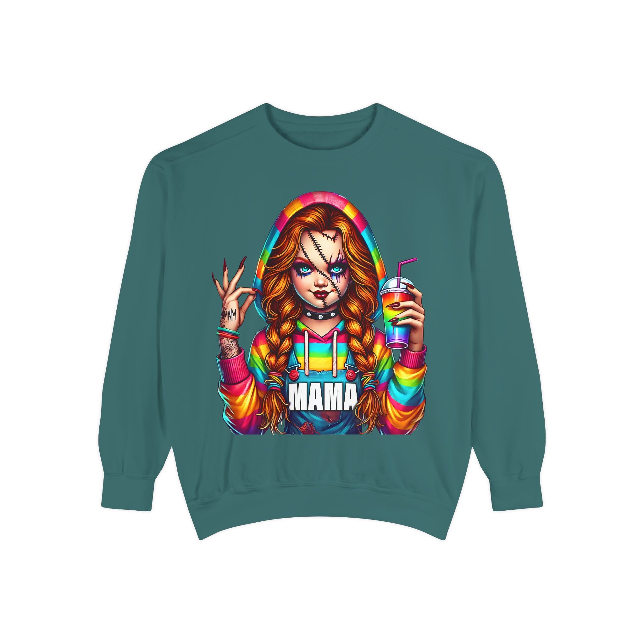 Chucky Mama Crewneck | Cute Spooky Crewneck |Chucky Crewneck | Unisex Garment-Dyed Sweatshirt