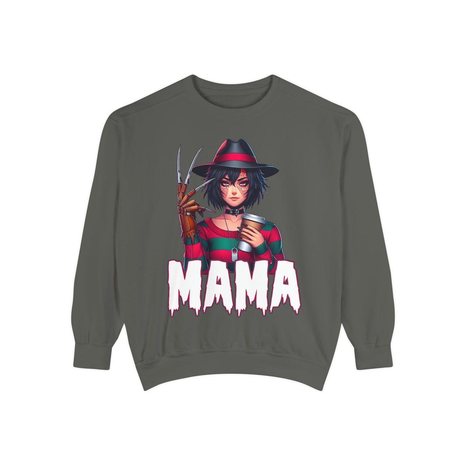 Freddy Krueger Mama Crewneck | Cute Spooky Crewneck | Freddy Krueger Crewneck | Unisex Garment-Dyed Sweatshirt