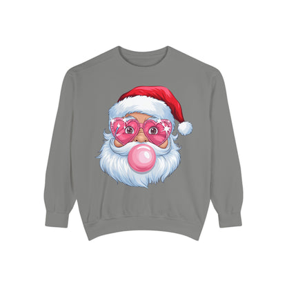 Santa Bubble Gum | Cute Santa Unisex Garment-Dyed Sweatshirt