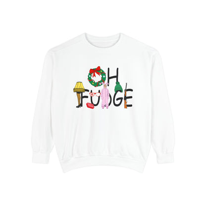 Funny Holiday Sweatshirt - &quot;OH FUDGE!&quot; &amp; A Christmas Story Design | Unisex Crewneck