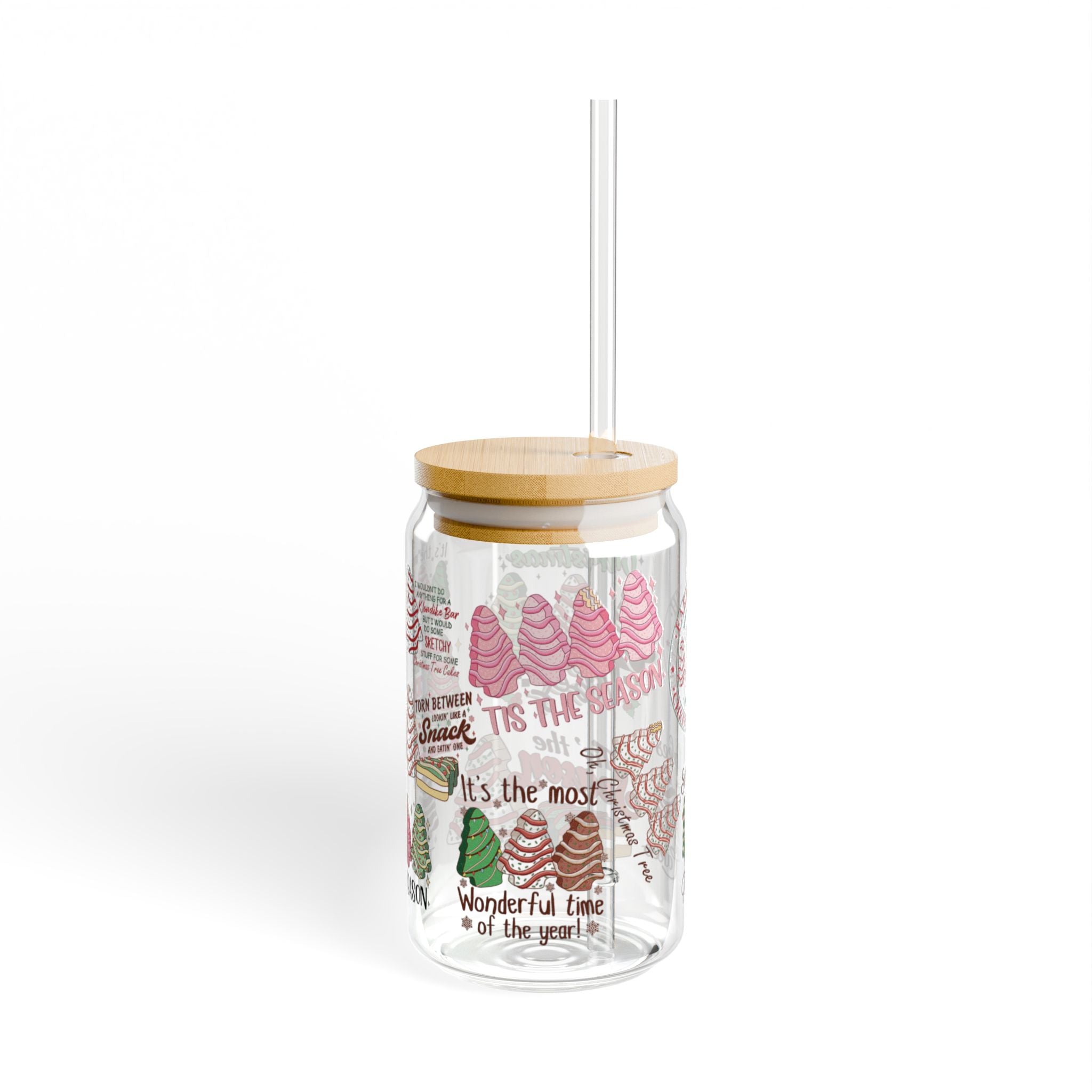 Holiday Sipper Glass with Holiday Treats Design - 16oz