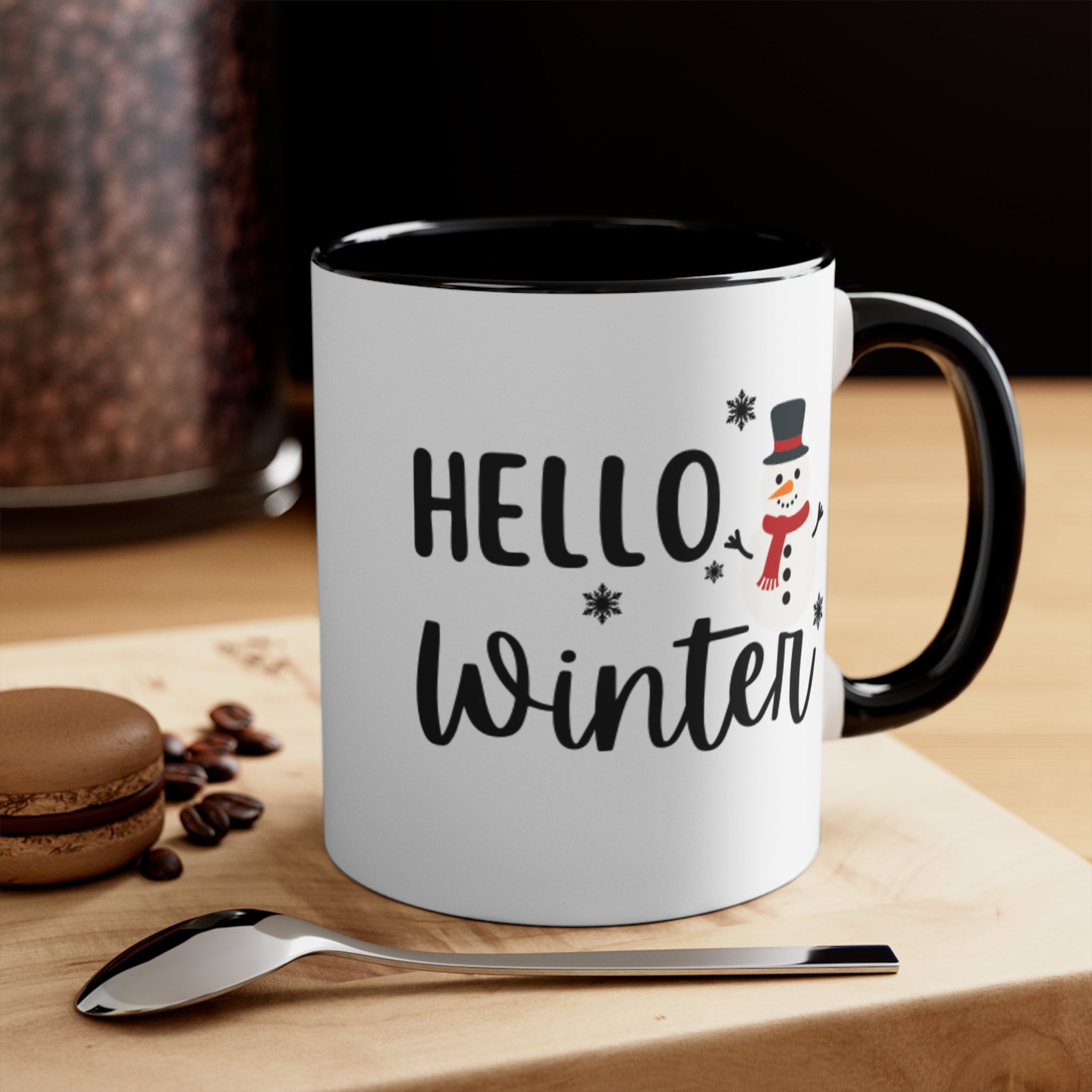 Holiday Accent Mugs | Snowman Mugs | Hello Winter Mugs 11oz 15oz