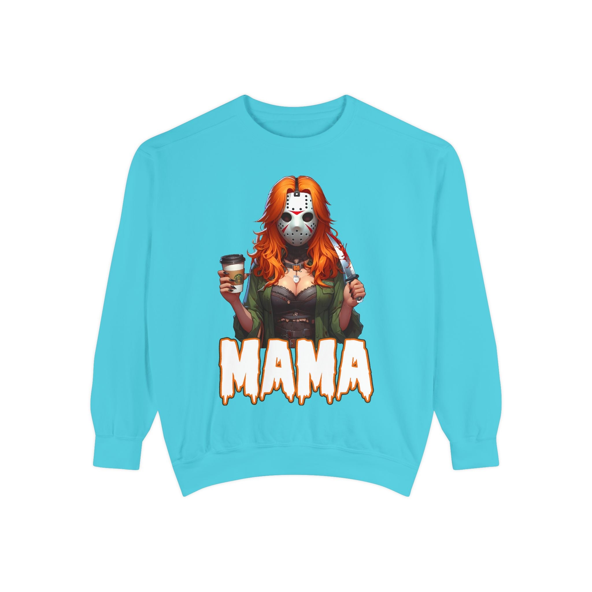 Jason Voorhees Mama Crewneck | Cute Spooky Crewneck | Jason Voorhees Crewneck | Unisex Garment-Dyed Sweatshirt