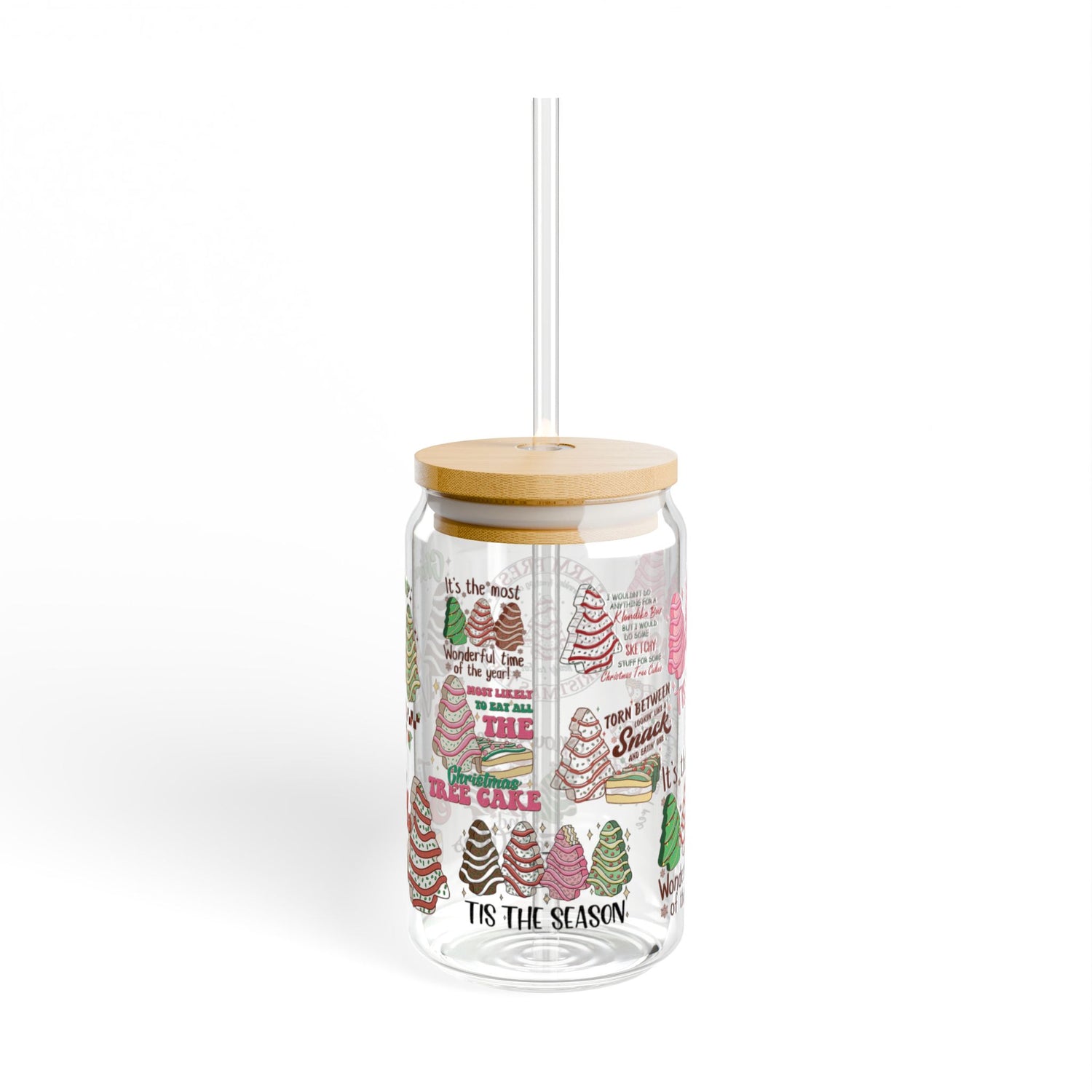 Holiday Sipper Glass with Holiday Treats Design - 16oz