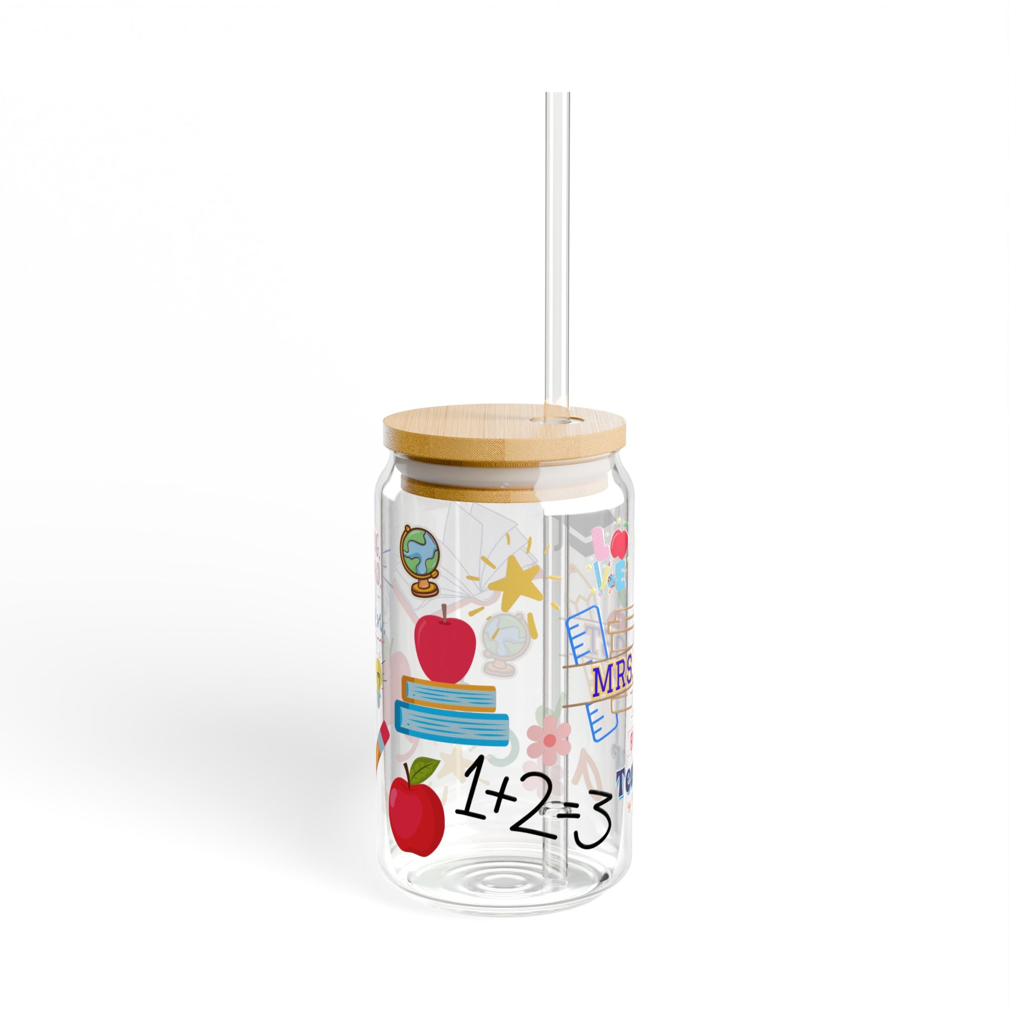 Custom Teach Sipper Glass | Sipper Glass 16oz | Back to School