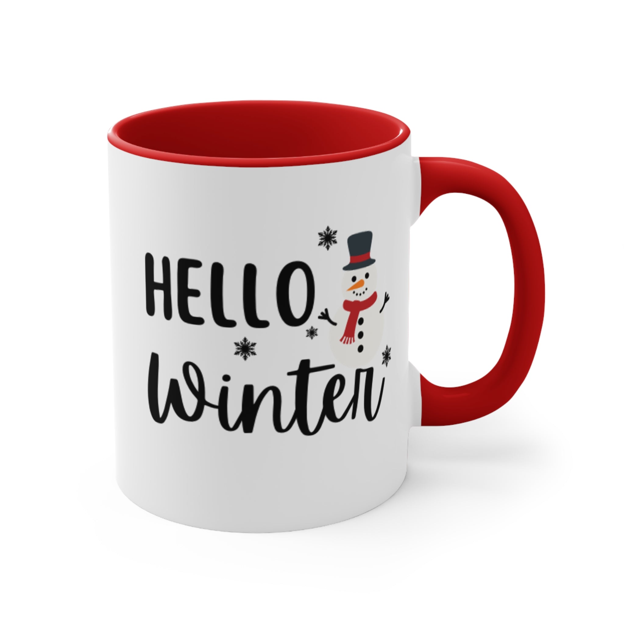 Holiday Accent Mugs | Snowman Mugs | Hello Winter Mugs 11oz 15oz