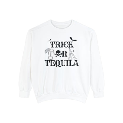 Trick or Tequila | Halloween Crewneck | Unisex Garment-Dyed Sweatshirt