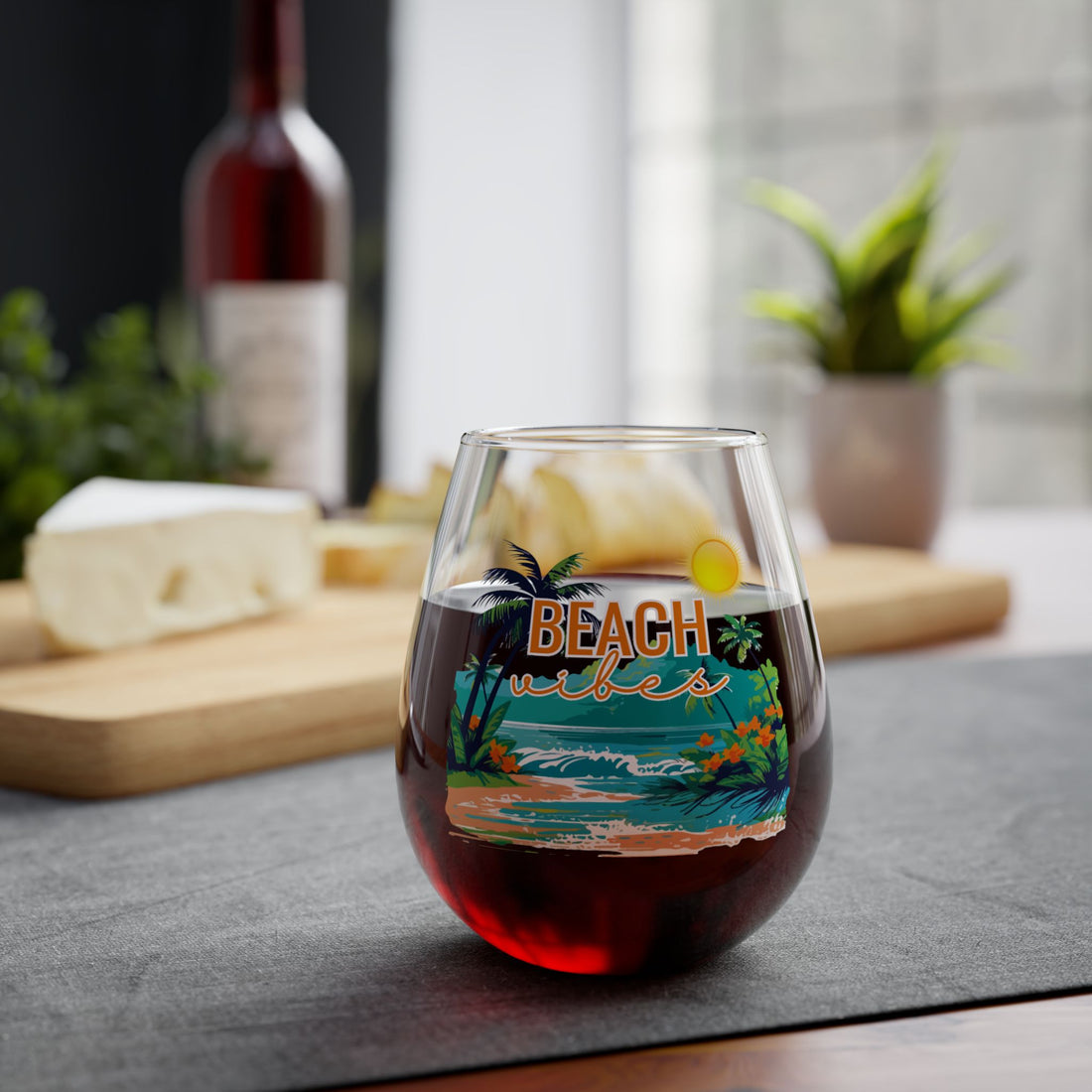 Beach Vibes Stemless Wine Glass | 11.75oz Stemless Wine Glass