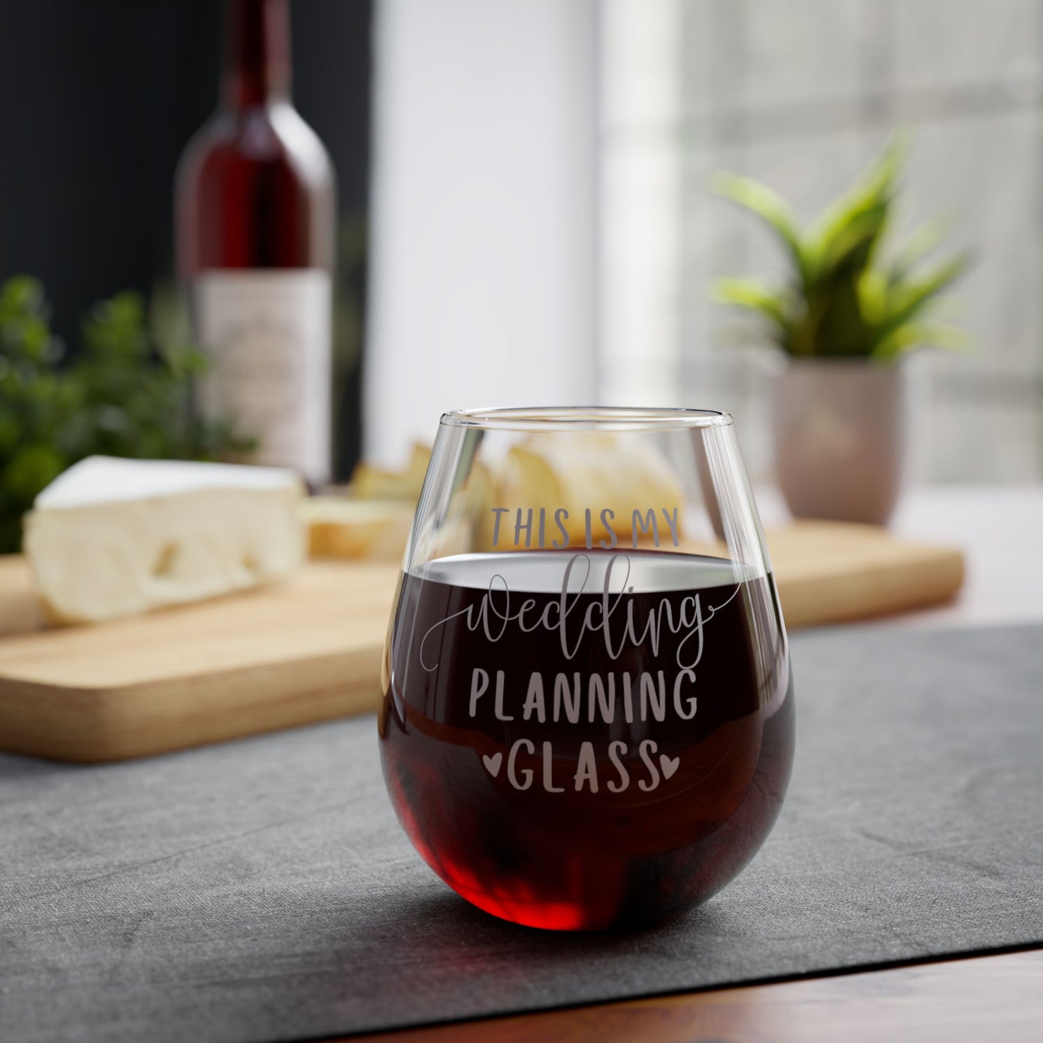 This is My Wedding Planning Glass | Stemless Wine Glass 11.75oz | Silver Print