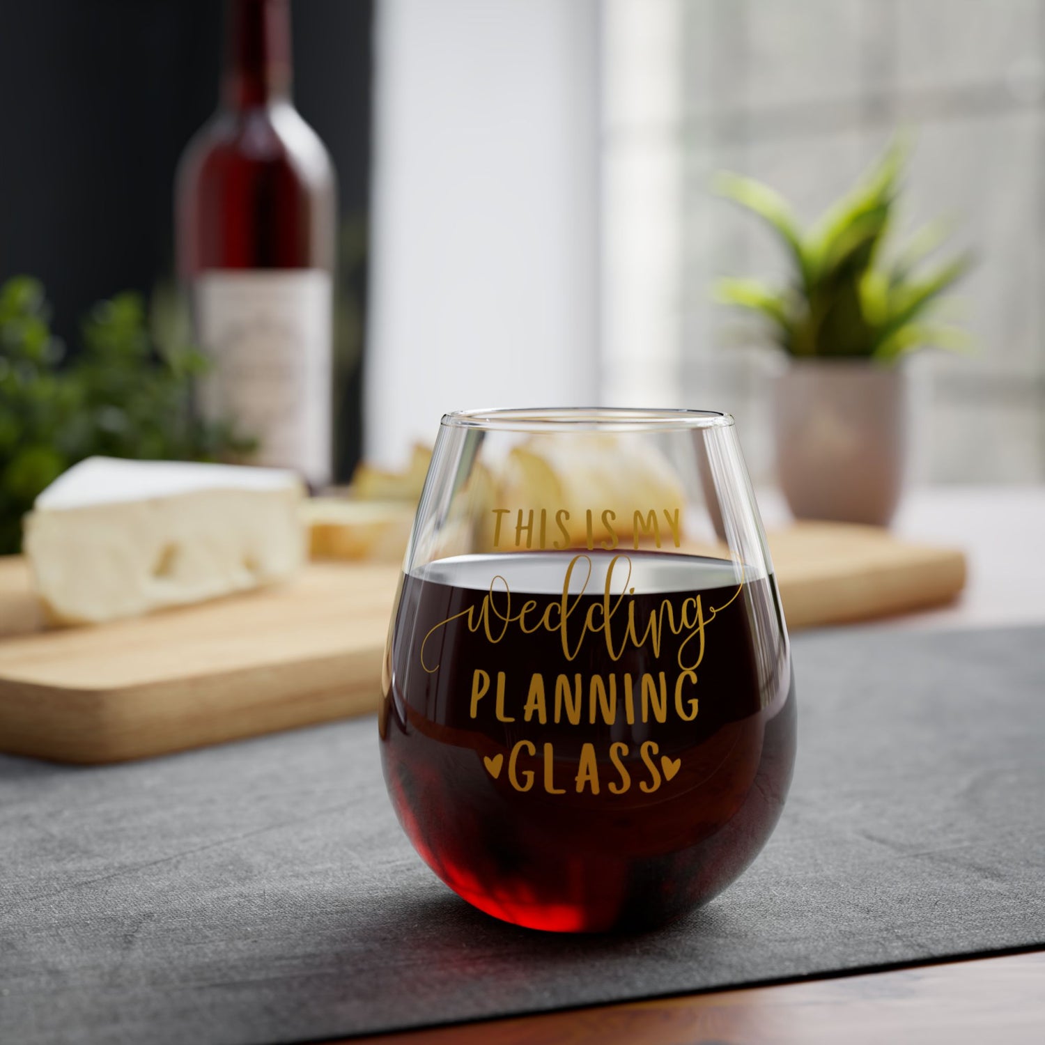 This is My Wedding Planning Glass | Stemless Wine Glass 11.75oz | Gold Print