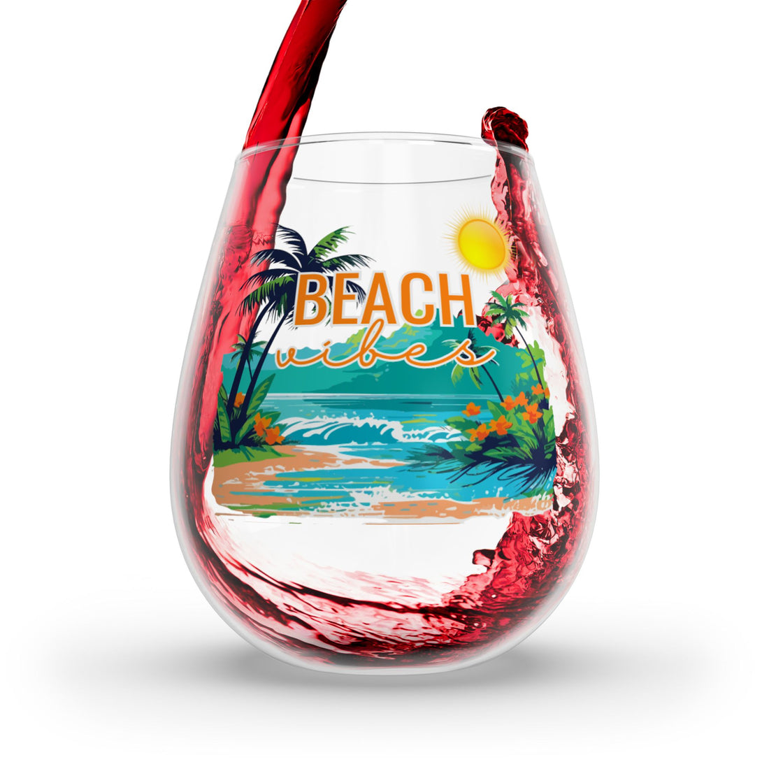 Beach Vibes Stemless Wine Glass | 11.75oz Stemless Wine Glass