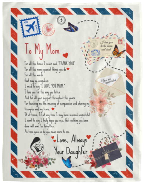 Mom - Giant Cozy Post Card Blanket | Mothers Day Gift