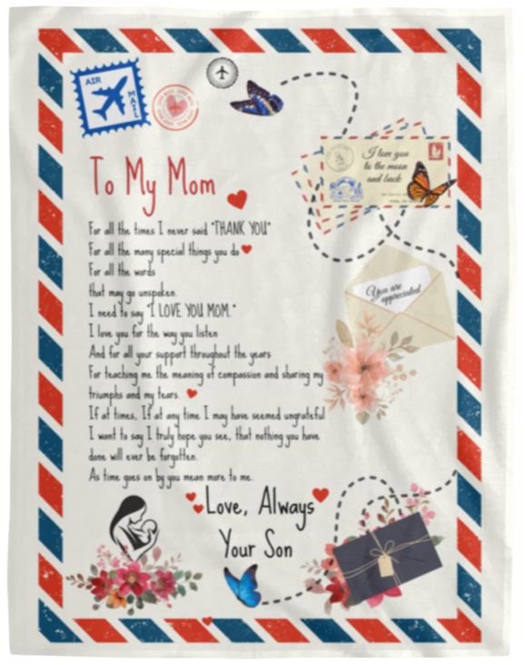 Mom - Giant Cozy Post Card Blanket | Mothers Day Gift