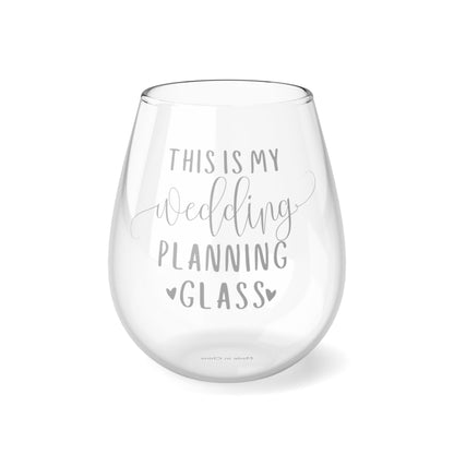 This is My Wedding Planning Glass | Stemless Wine Glass 11.75oz | Silver Print