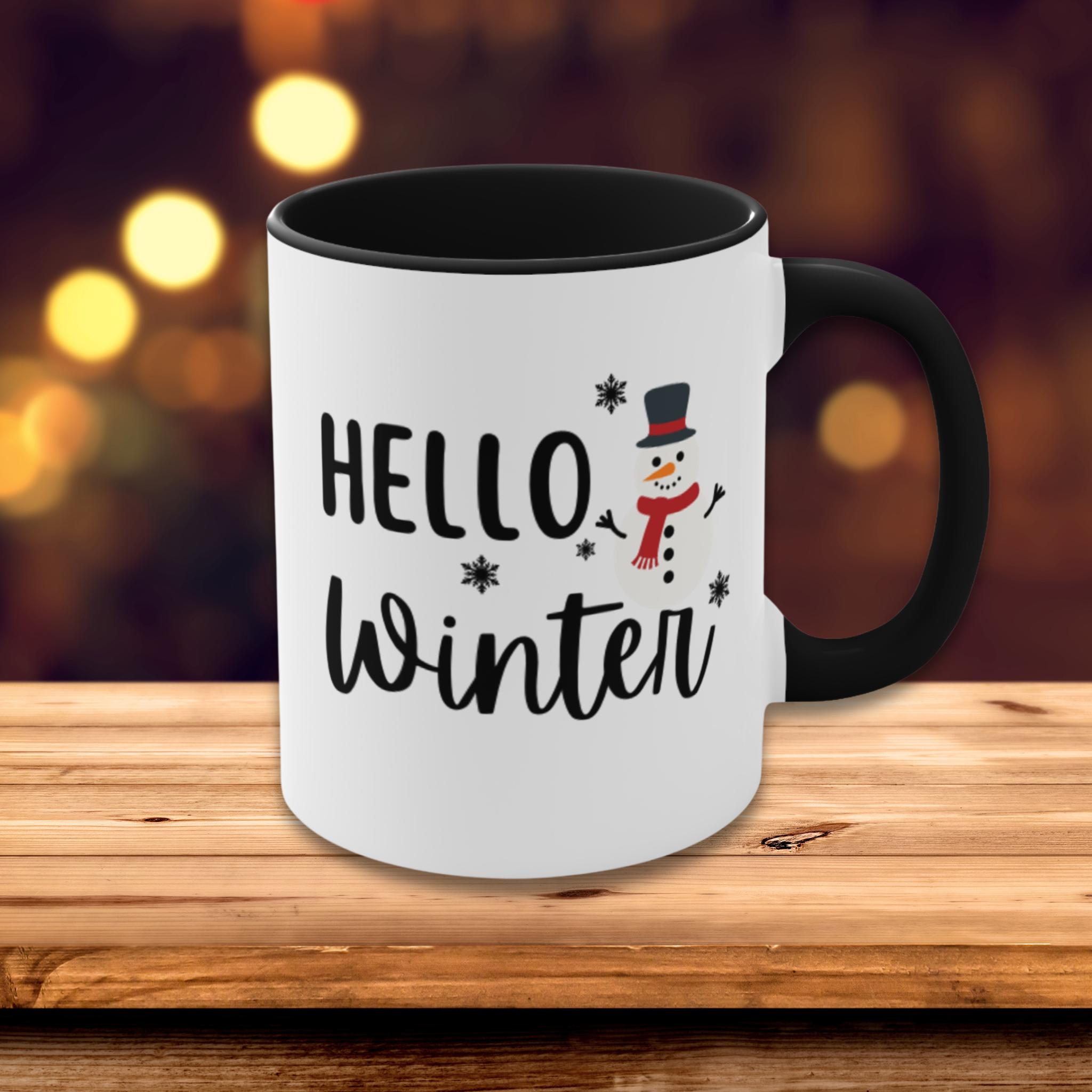 Holiday Accent Mugs | Snowman Mugs | Hello Winter Mugs 11oz 15oz