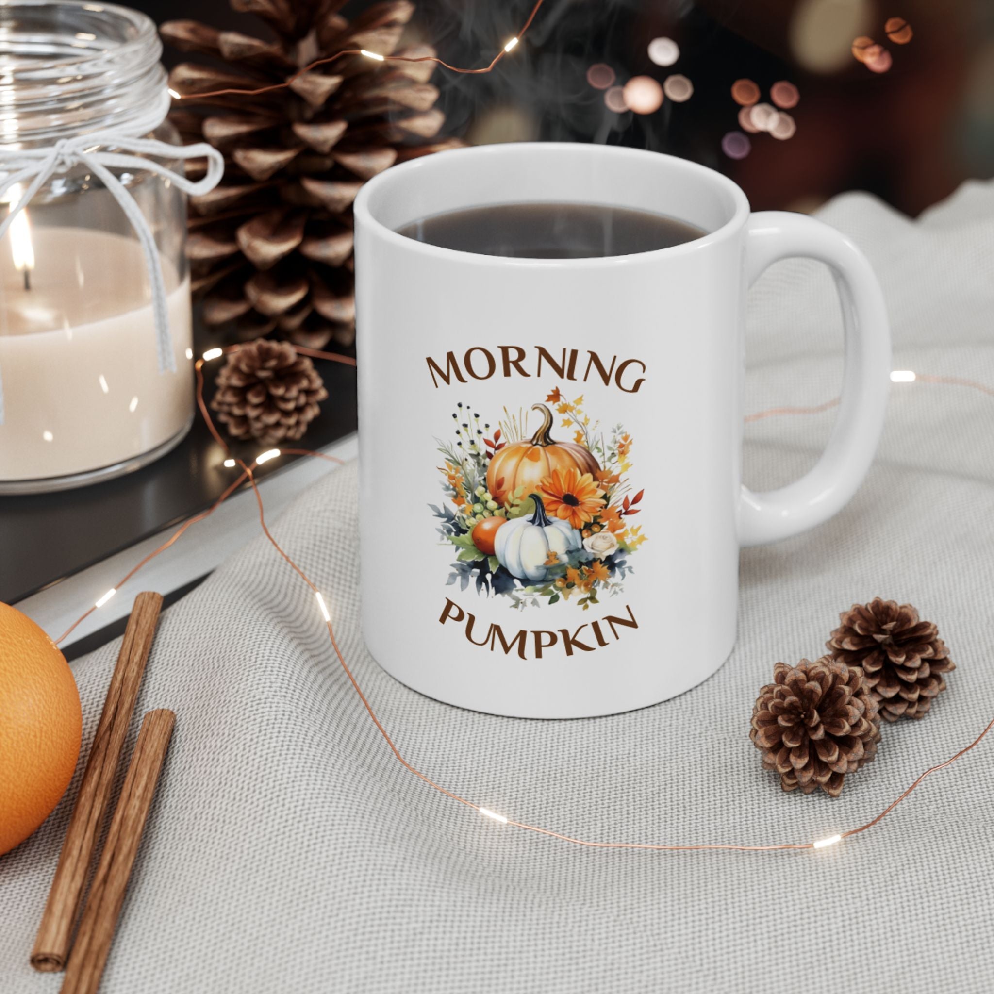 Morning Pumpkin Fall Coffee Mug | Fall Festive Ceramic Mug