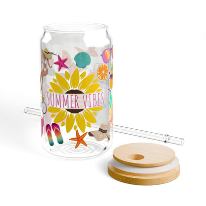 Summer Vibes | Sipper Glass 16oz | Summer Sipper Glass