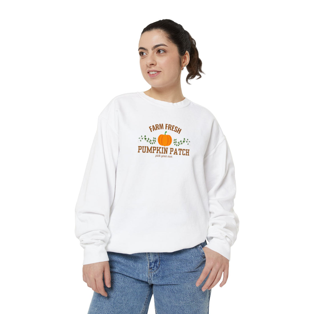 Fresh Farms Pumpkin Patch Crewneck | Unisex Garment-Dyed Sweatshirt