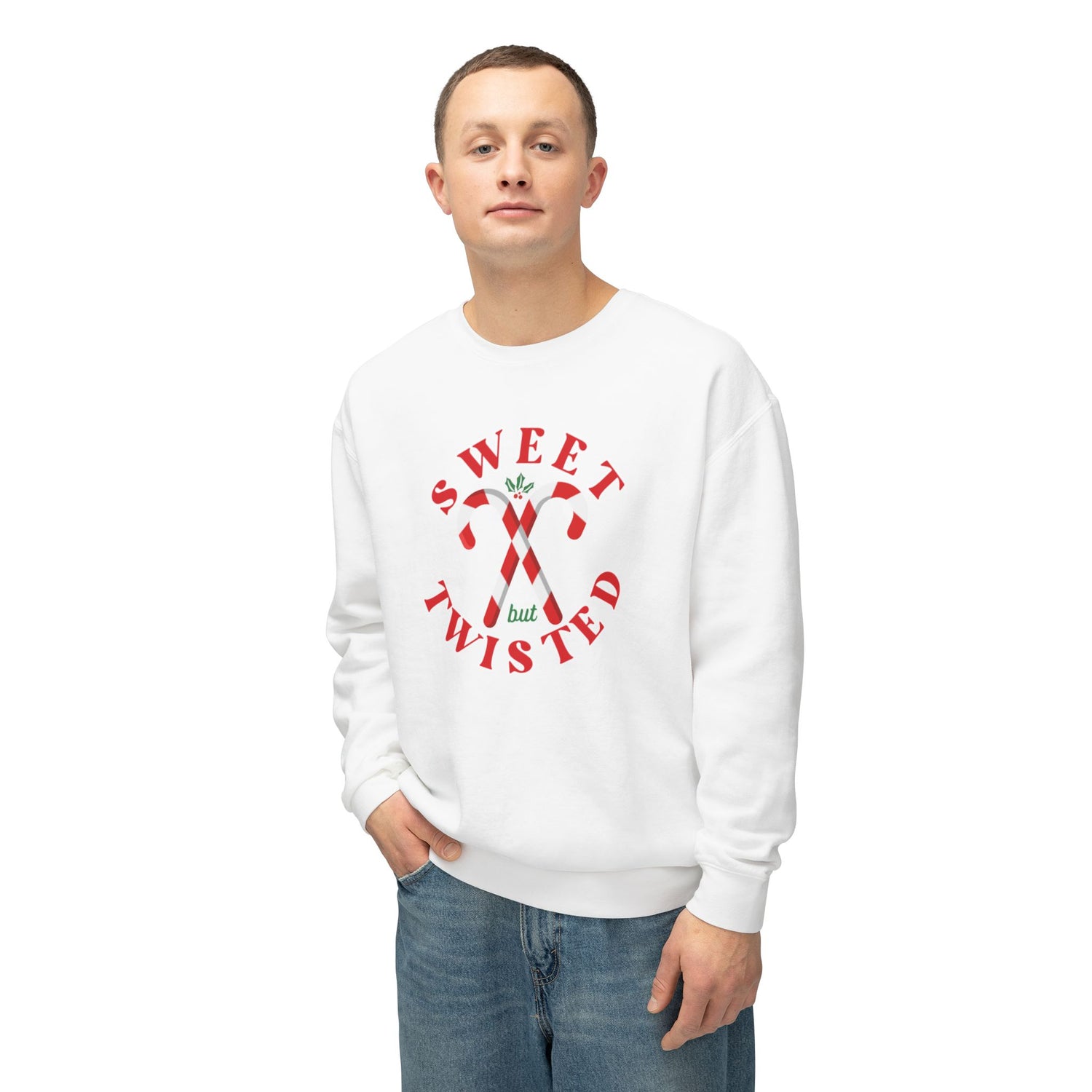 Festive Christmas Crewneck | Sweet but Twisted Candy Cane Crewneck | Unisex Lightweight Crewneck Sweatshirt