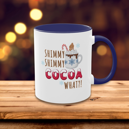 Funny Christmas Mug | Shimmy Shimmy Cocoa What?! Mug | Two-Tone Coffee Mugs 11oz | Holiday Mugs