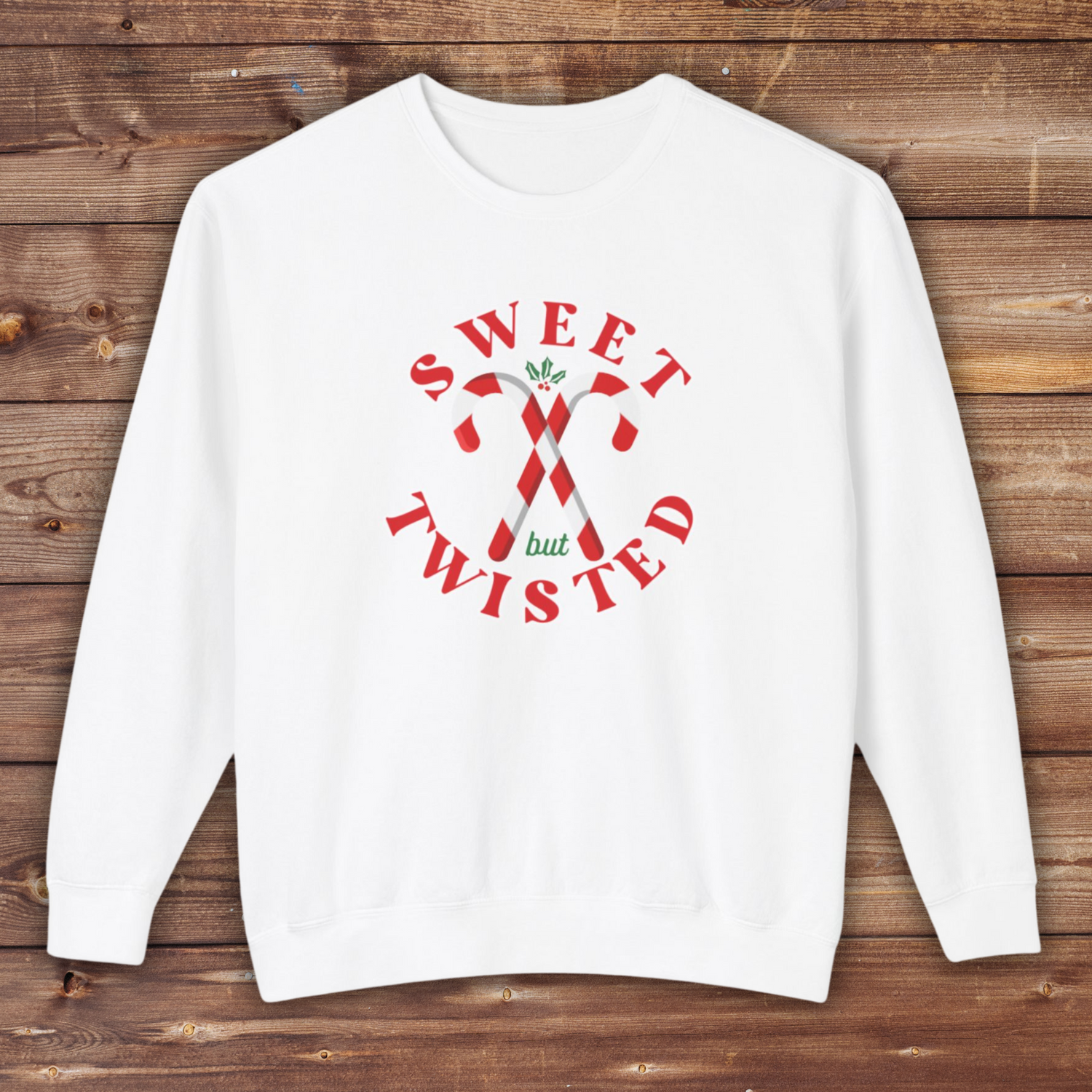 Festive Christmas Crewneck | Sweet but Twisted Candy Cane Crewneck | Unisex Lightweight Crewneck Sweatshirt