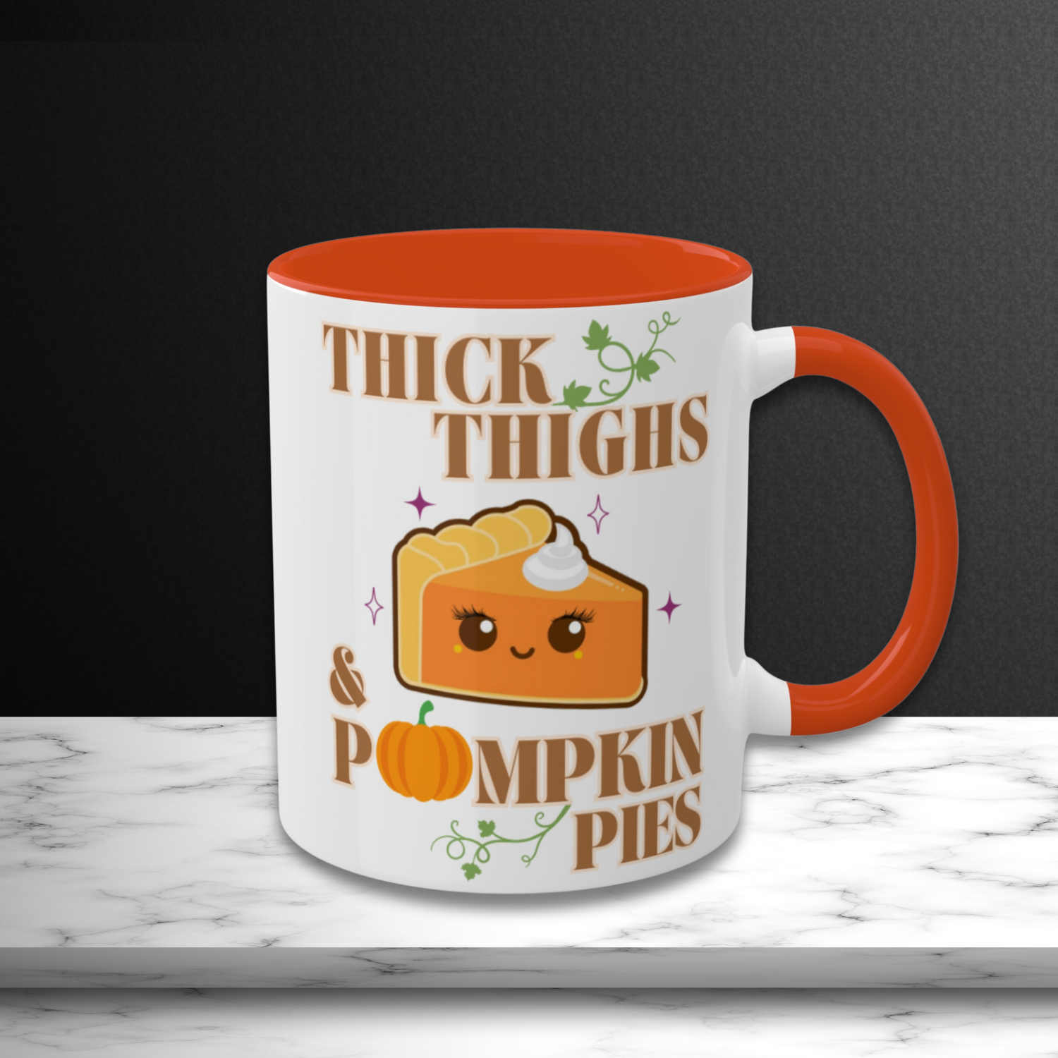 Thick Thighs &amp; Pumpkin Pies | Fall Coffee Mug | 11oz Colorful Coffee Mugs