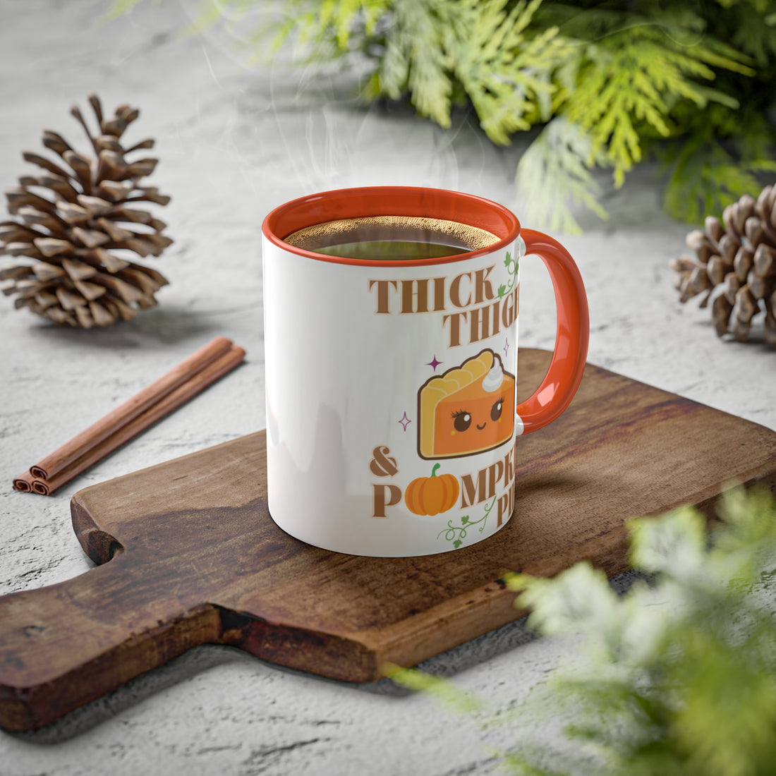 Thick Thighs &amp; Pumpkin Pies | Fall Coffee Mug | 11oz Colorful Coffee Mugs