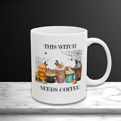 This Witch Needs Coffee Ceramic Mug | Fall Coffee Mug | Festive Coffee Mug | Witchy Coffee Mug