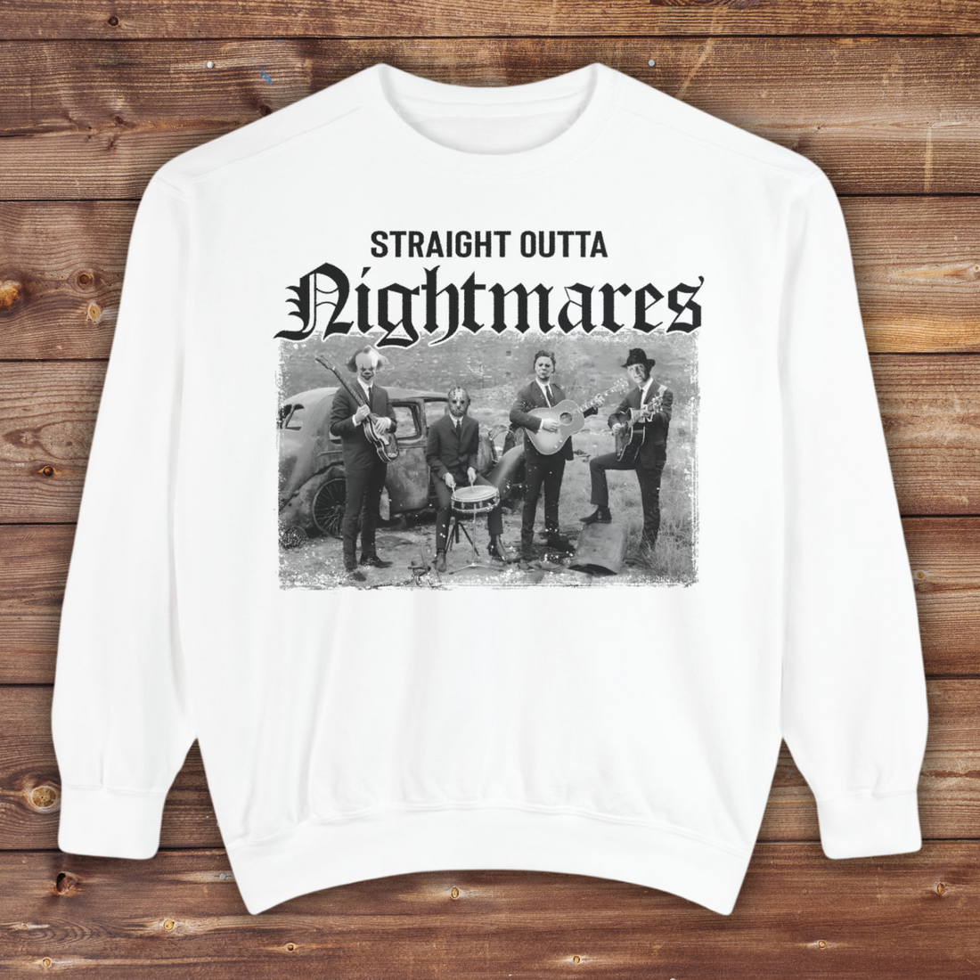 Horror Crewneck | Straight Outta Nightmares Crewneck | Unisex Garment-Dyed Sweatshirt