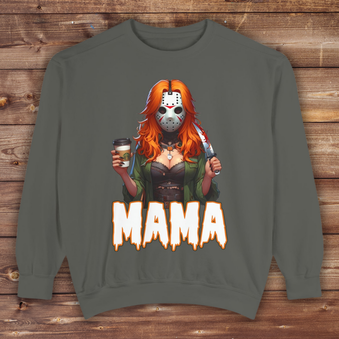 Jason Voorhees Mama Crewneck | Cute Spooky Crewneck | Jason Voorhees Crewneck | Unisex Garment-Dyed Sweatshirt